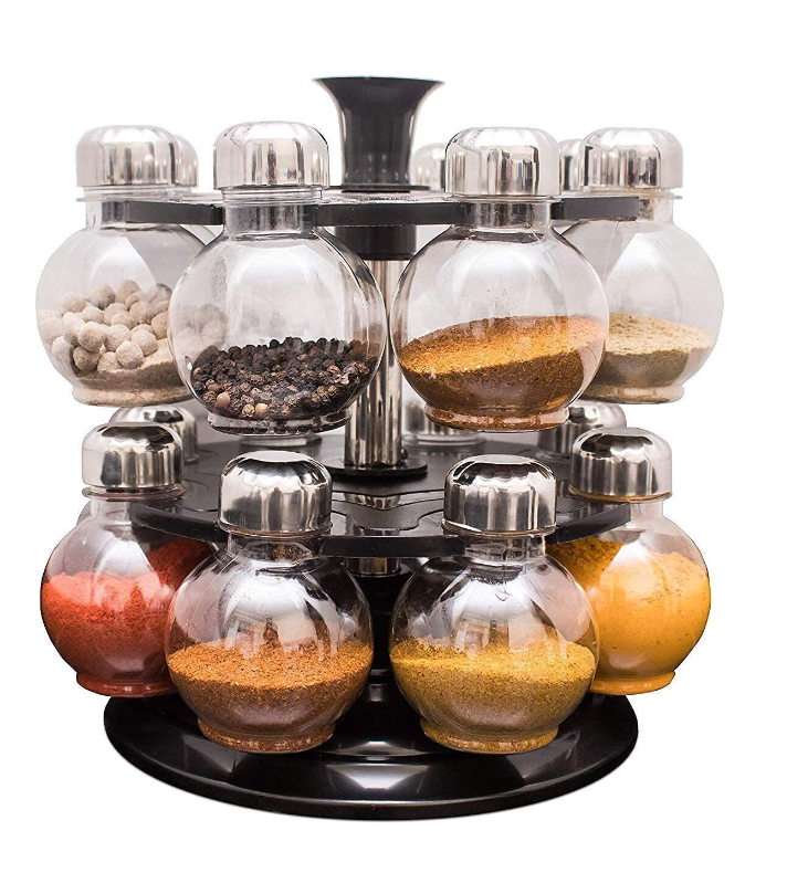 Plastic 360 Degree Revolving Transparent Spice Jar For Kitchen