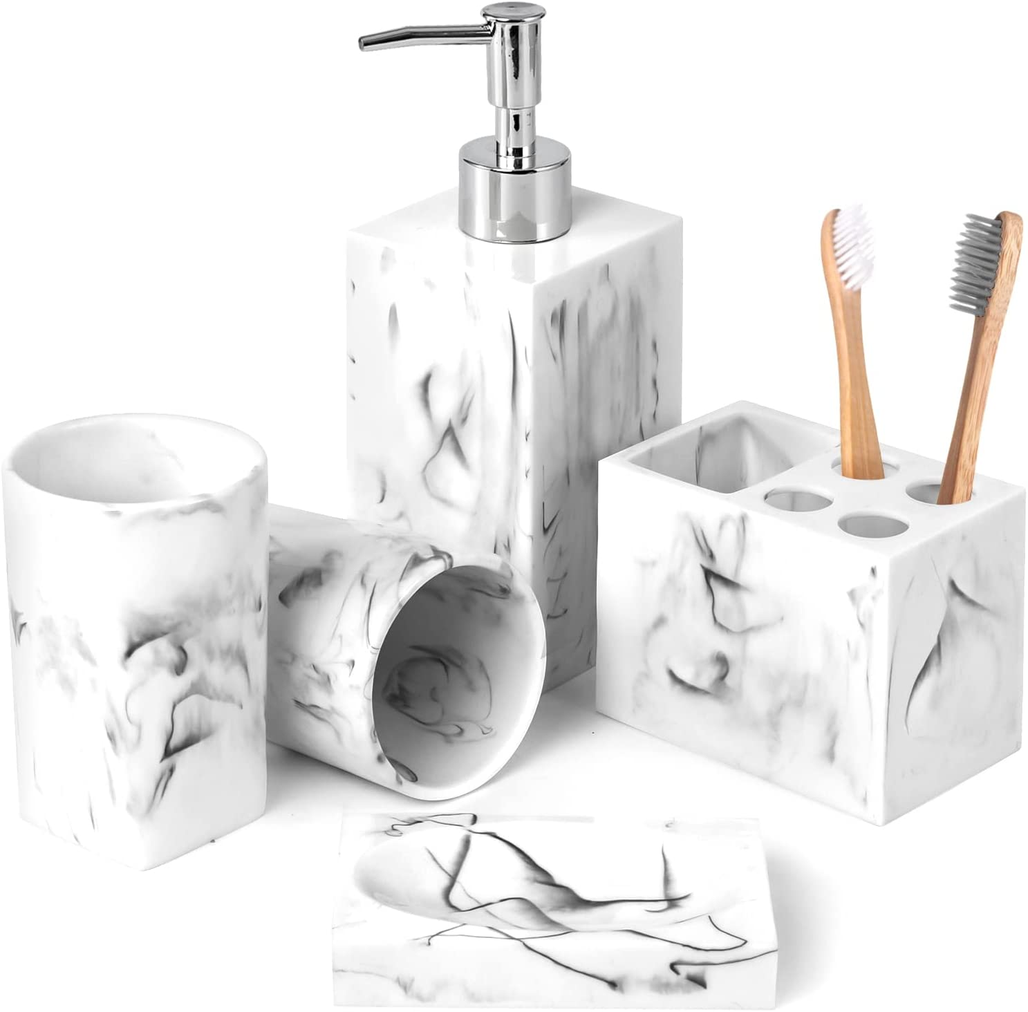 Bathroom Accessories Set Marble Look Set